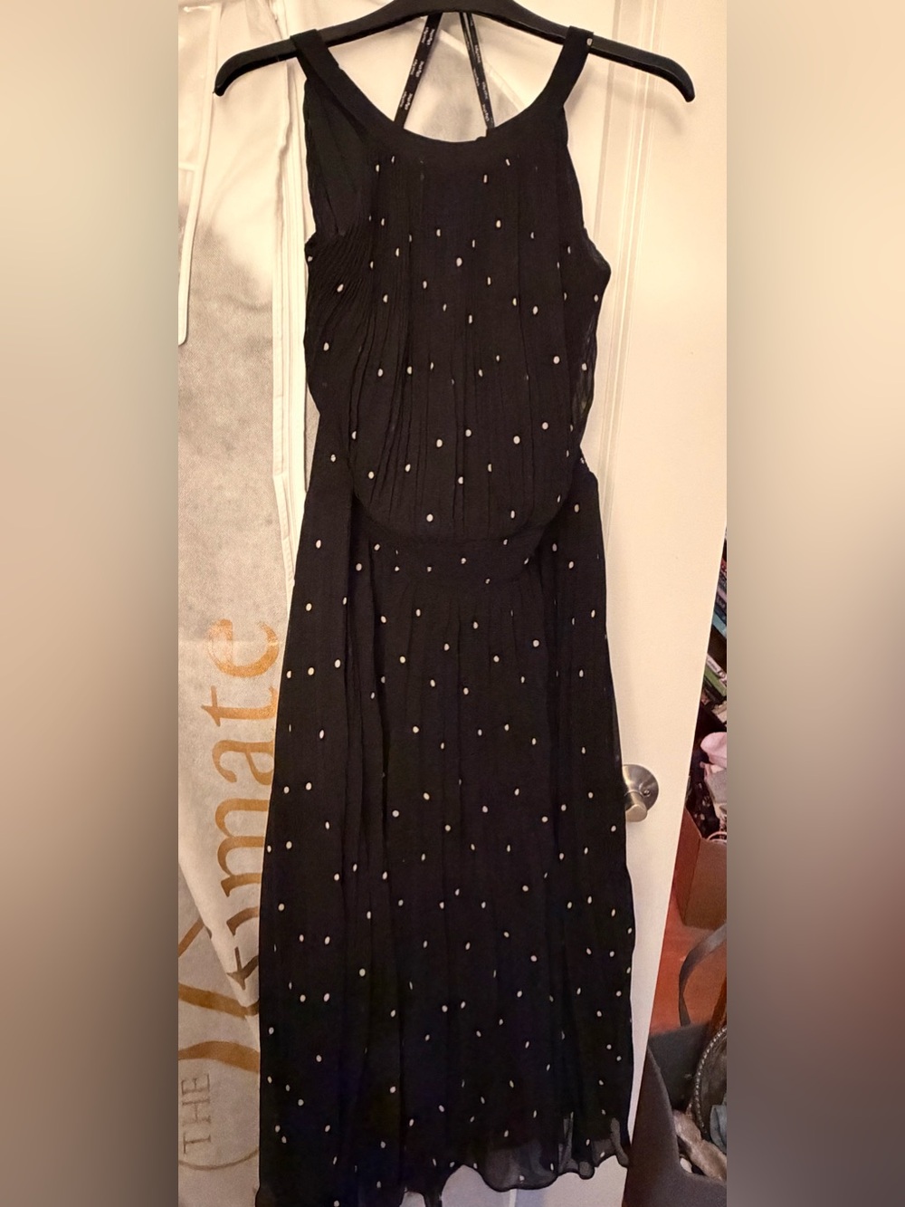 City Chic Black Flowy Halter Maxi Dress with White Polka Dots